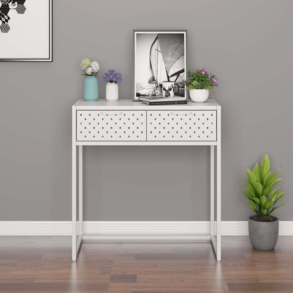 Berkfield Console Table White 72x35x75 cm Steel