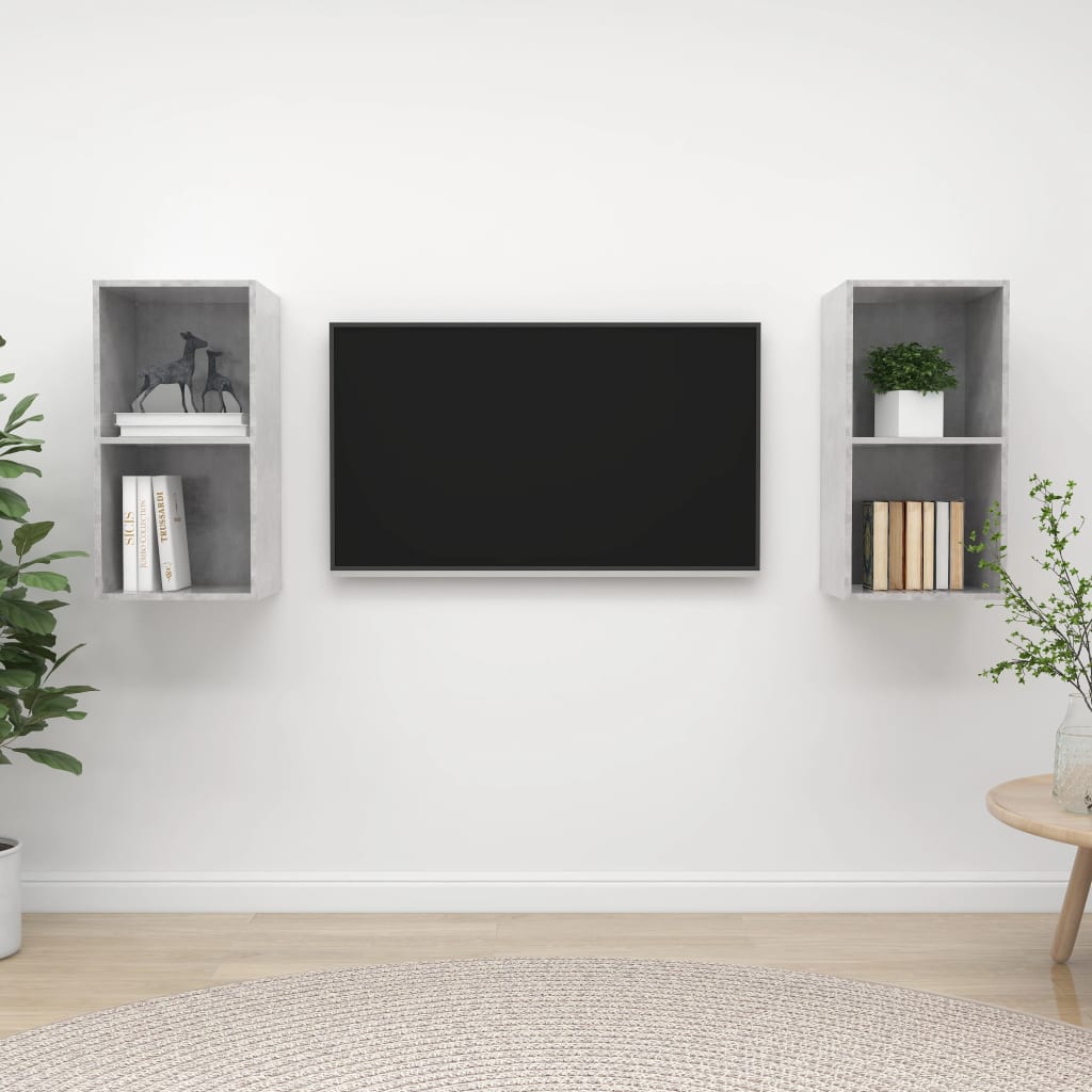 Berkfield Wall-mounted TV Cabinets 2 pcs Concrete Grey Engineered Wood