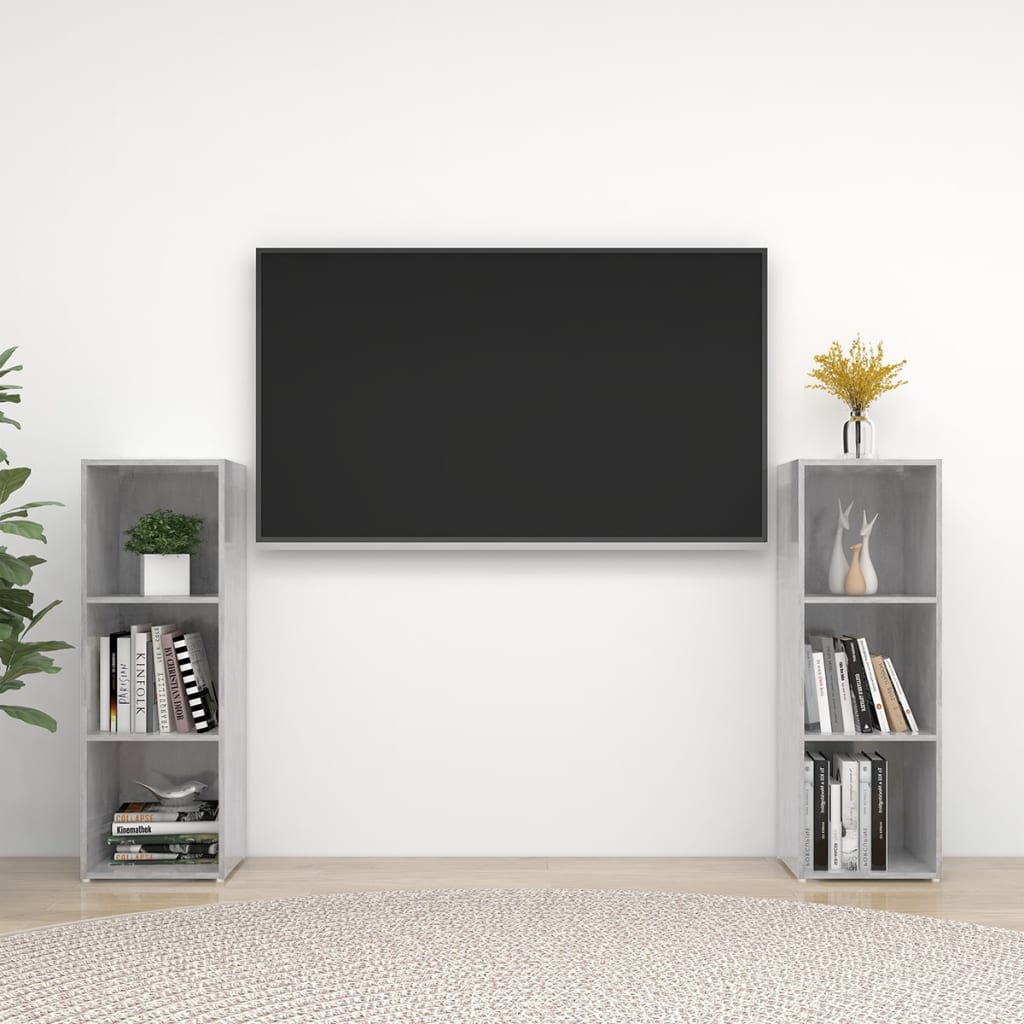 Berkfield TV Cabinets 2 pcs Concrete Grey 107x35x37 cm Engineered Wood