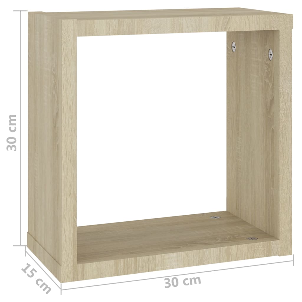Berkfield Wall Cube Shelves 6 pcs White and Sonoma Oak 30x15x30 cm