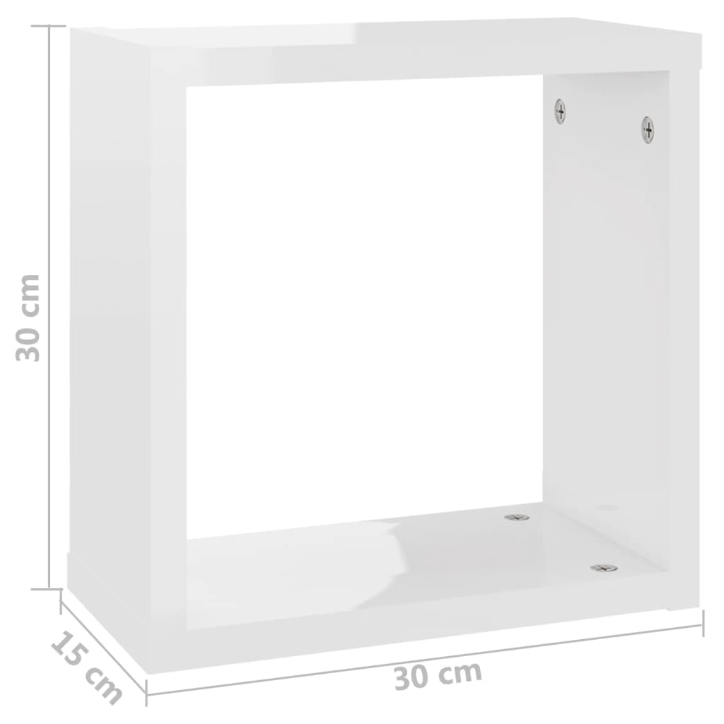Berkfield Wall Cube Shelves 4 pcs High Gloss White 30x15x30 cm