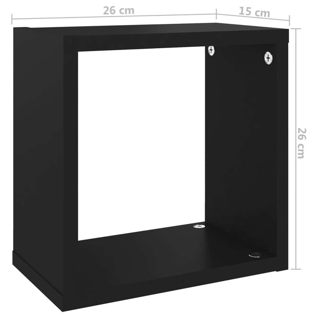 Berkfield Wall Cube Shelves 4 pcs Black 26x15x26 cm