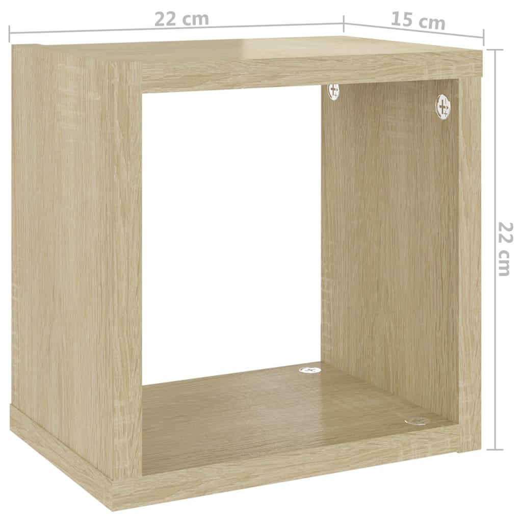Berkfield Wall Cube Shelves 4 pcs Sonoma Oak 22x15x22 cm