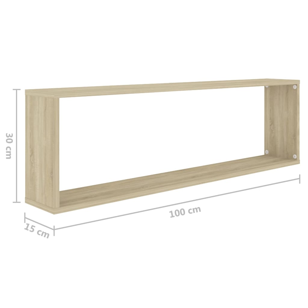 Berkfield Wall Cube Shelf 4 pcs White&Sonoma Oak 100x15x30 cm Engineered Wood