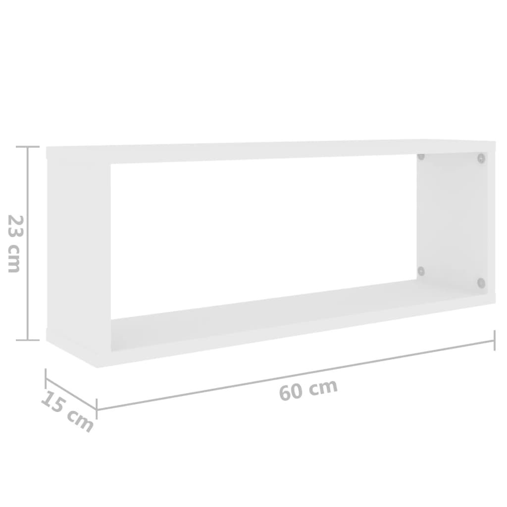 Berkfield Wall Cube Shelf 2 pcs White 60x15x23 cm Engineered Wood