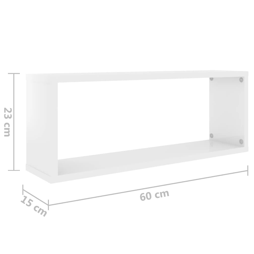 Berkfield Wall Cube Shelf 4 pcs High Gloss White 60x15x23 cm Engineered Wood