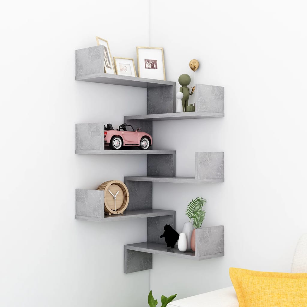 Berkfield Wall Corner Shelf 2 pcs Concrete Grey 40x40x50 cm Engineered Wood