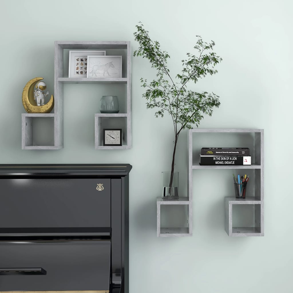 Berkfield Wall Shelf 2 pcs Concrete Grey 50x15x50 cm Engineered Wood