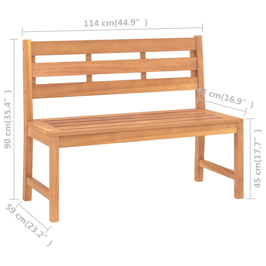 Berkfield Garden Bench 114 cm Solid Teak Wood