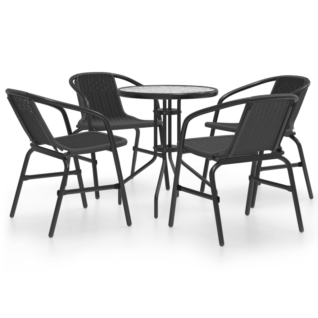 Berkfield 5 Piece Garden Dining Set Black