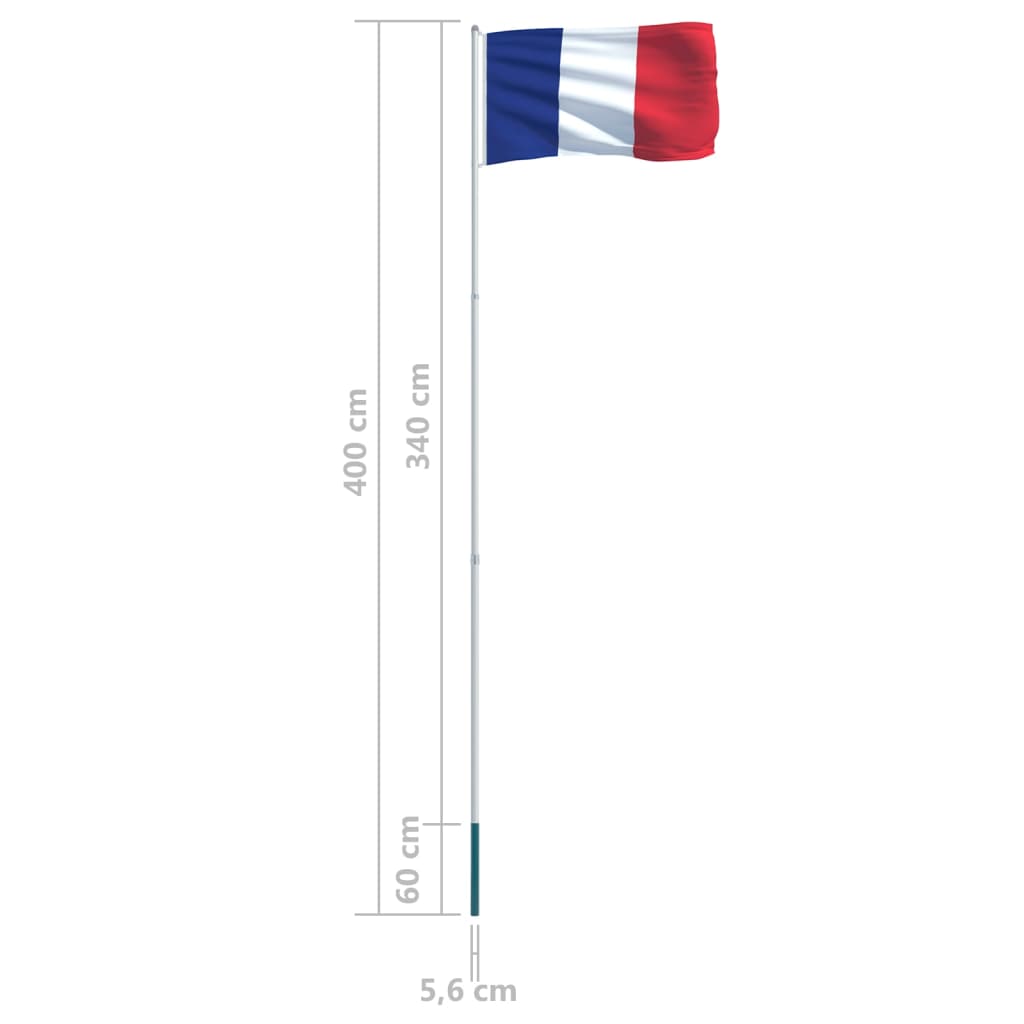 Berkfield France Flag and Pole Aluminium 4 m