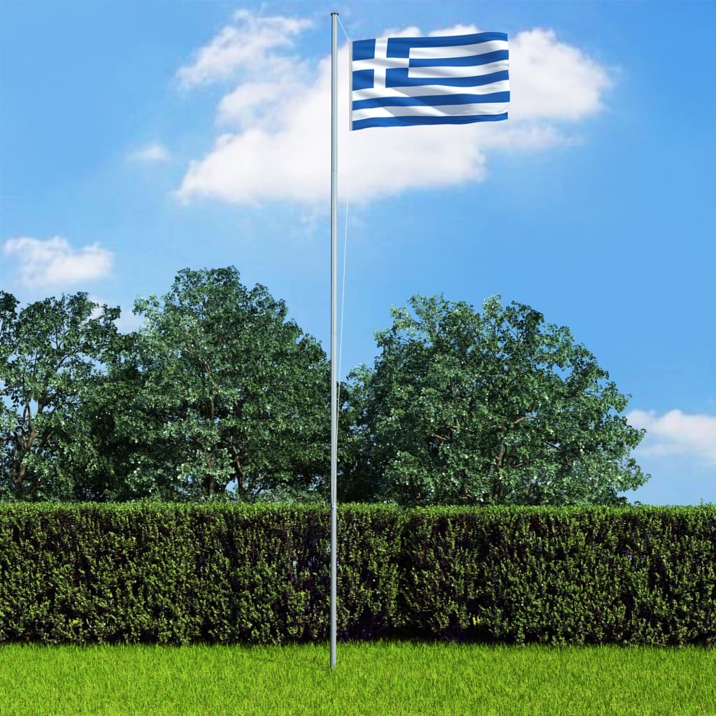 Berkfield Greece Flag and Pole Aluminium 4 m