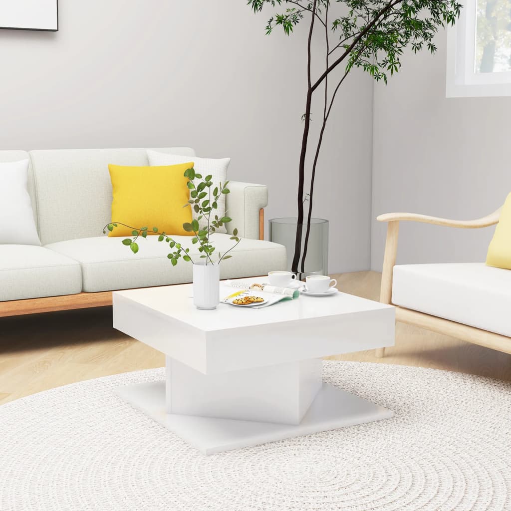 Berkfield Coffee Table High Gloss White 57x57x30 cm Engineered Wood
