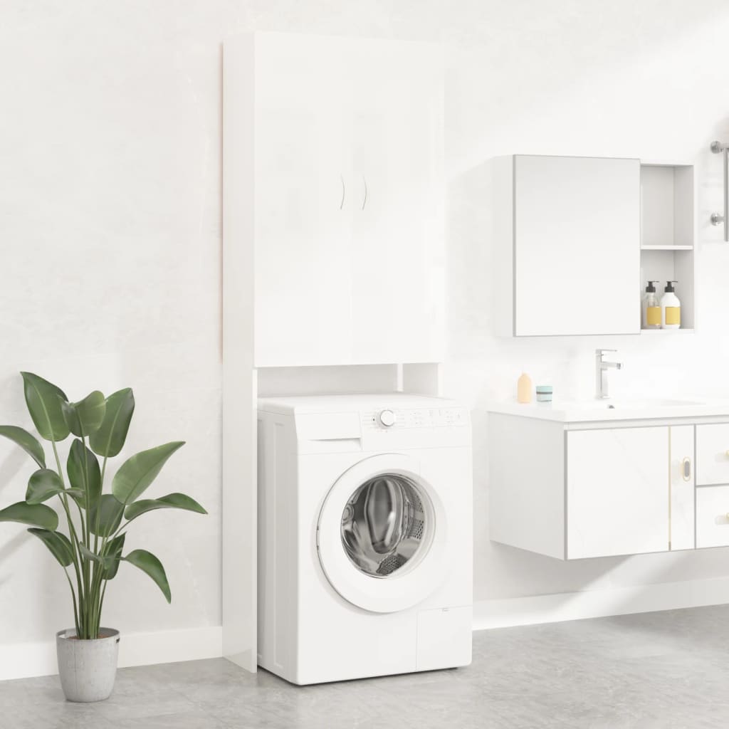 Berkfield Washing Machine Cabinet High Gloss White 64x25.5x190 cm
