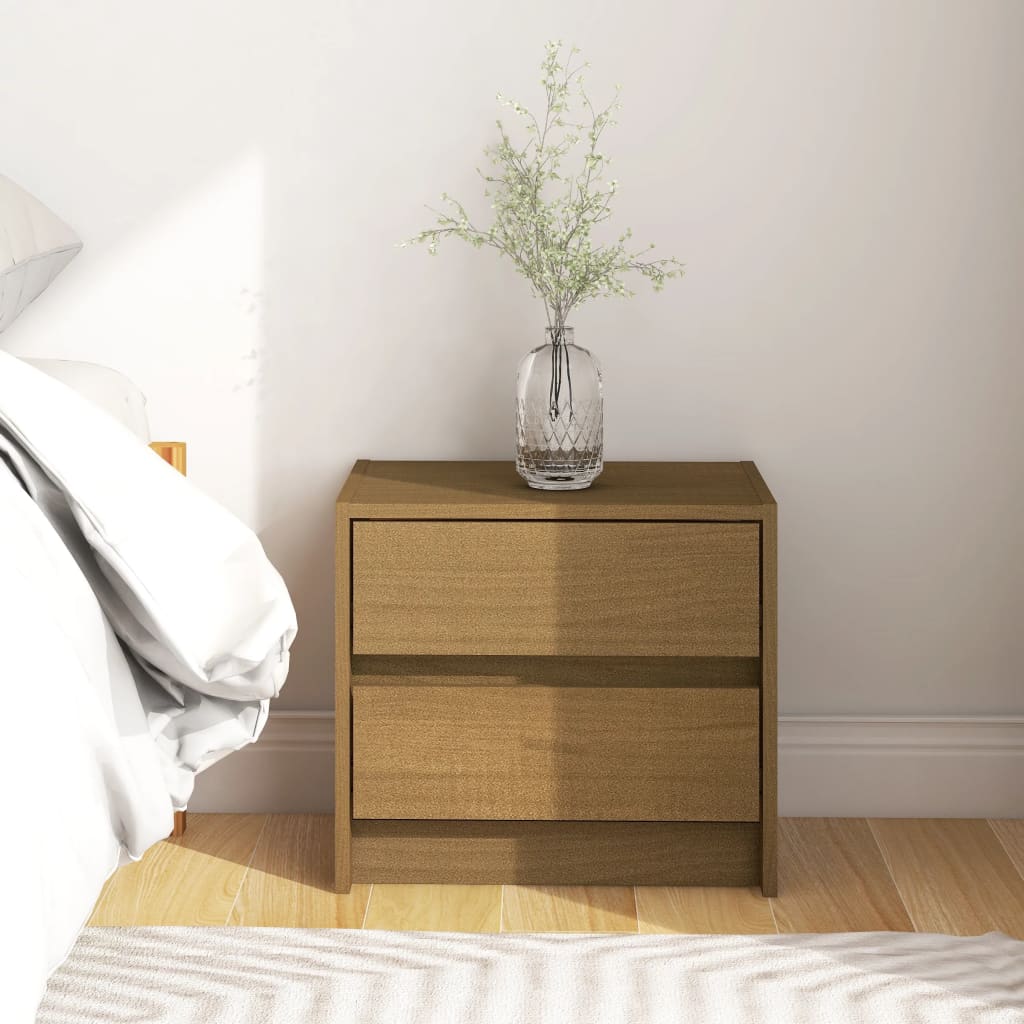 Berkfield Bedside Cabinet Honey Brown 40x30.5x35.5 cm Solid Pine Wood