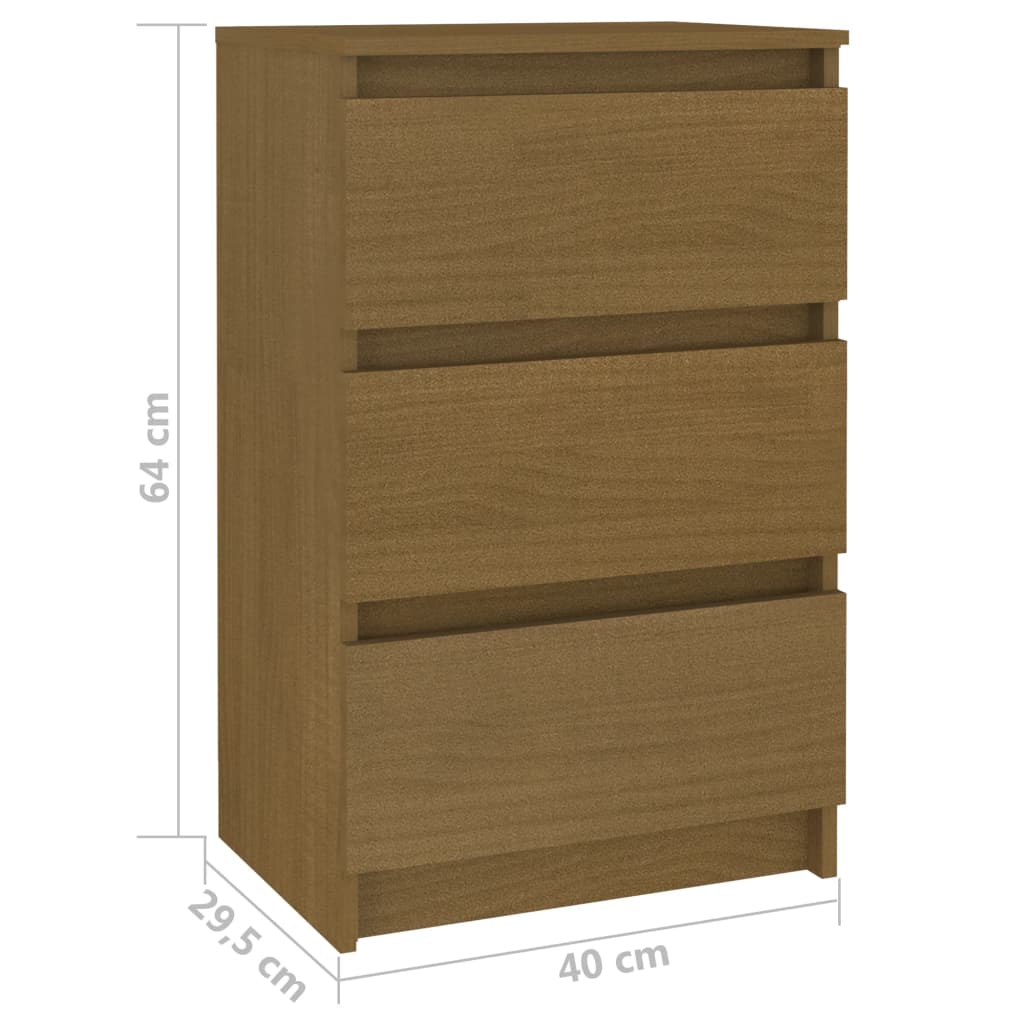 Berkfield Bedside Cabinet Honey Brown 40x29.5x64 cm Solid Pine Wood