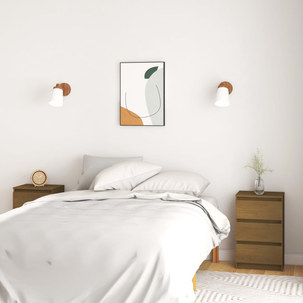 Berkfield Bedside Cabinets 2 pcs Honey Brown Solid Pine Wood