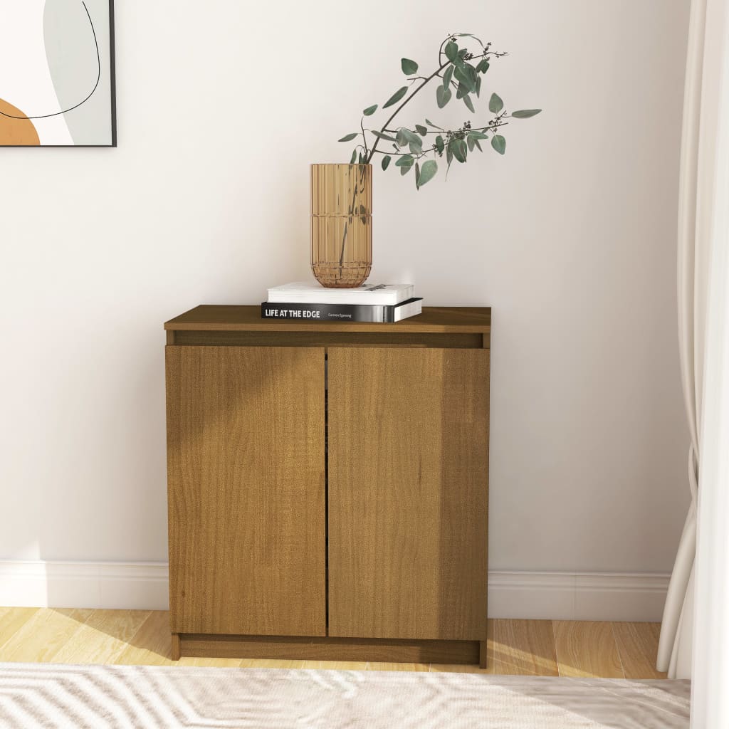 Berkfield Side Cabinet Honey Brown 60x36x65 cm Solid Pinewood