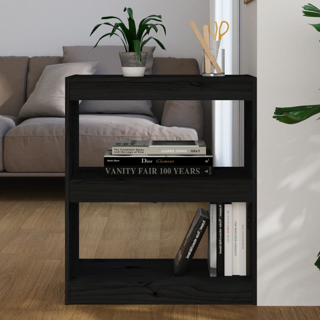 Berkfield Book Cabinet/Room Divider Black 60x30x71.5 cm Solid Wood Pine