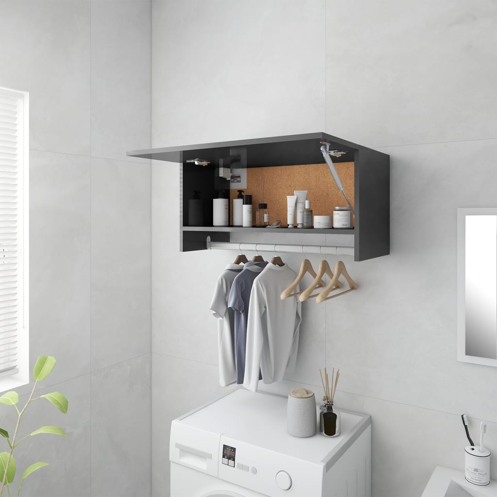 Berkfield Wardrobe High Gloss Grey 70x32.5x35 cm Engineered Wood