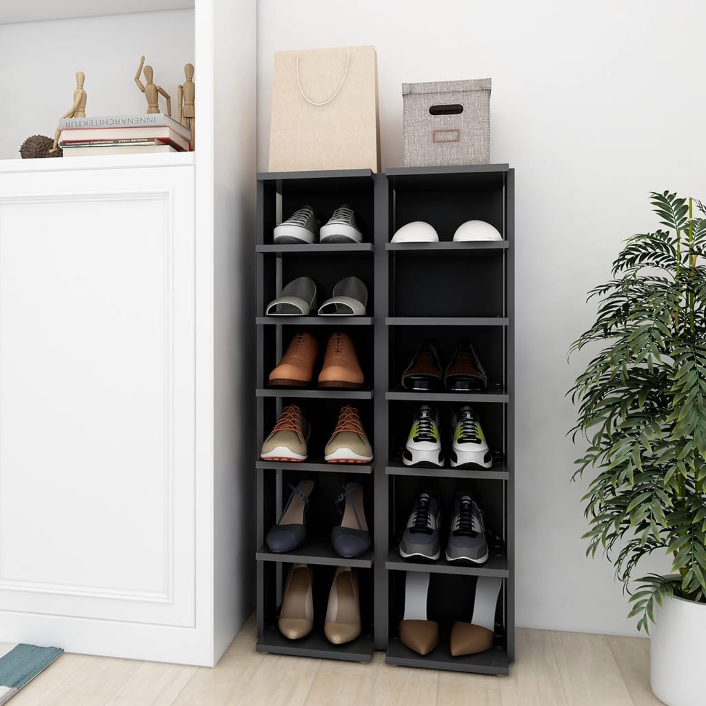 Berkfield Shoe Cabinets 2 pcs Grey 27.5x27x102 cm
