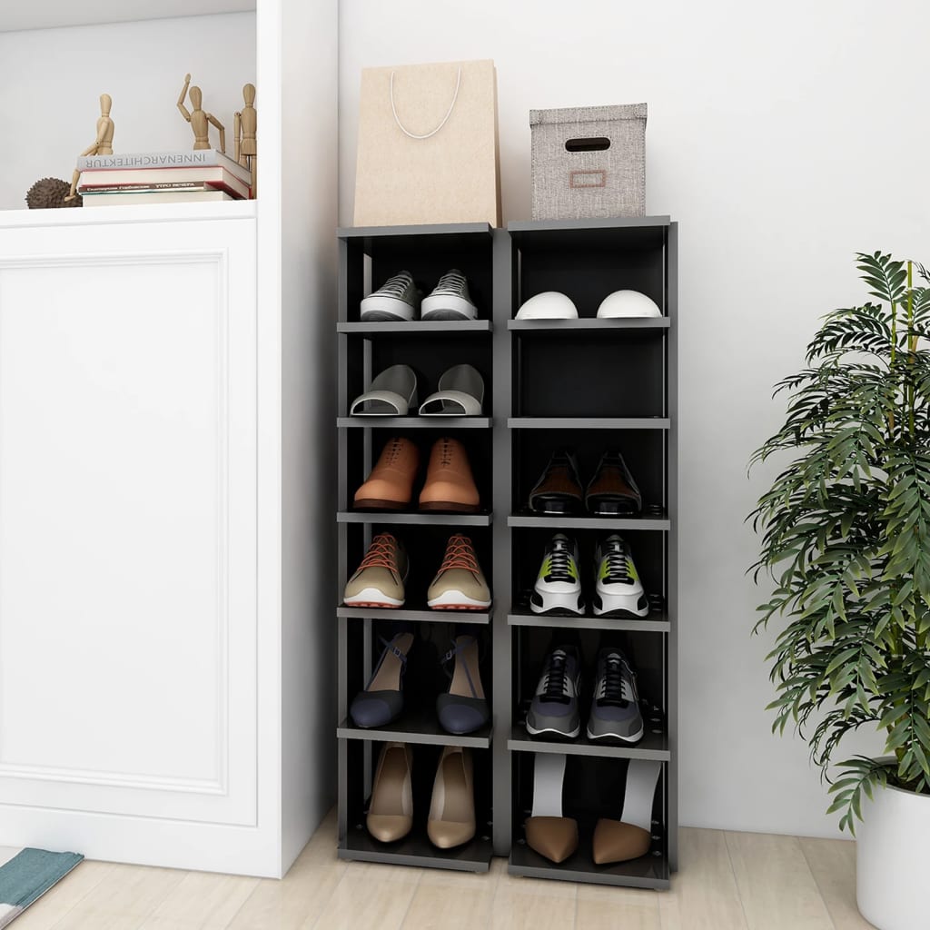 Berkfield Shoe Cabinets 2 pcs High Gloss Grey 27.5x27x102 cm