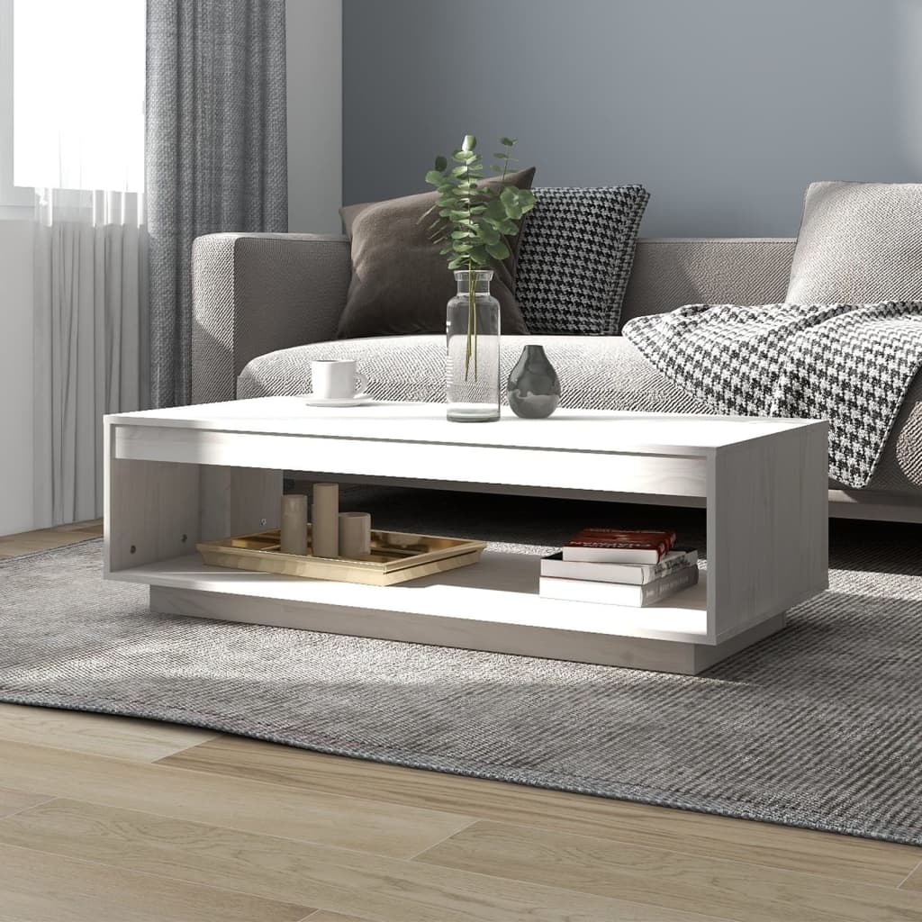 Berkfield Coffee Table White 110x50x33.5 cm Solid Pinewood
