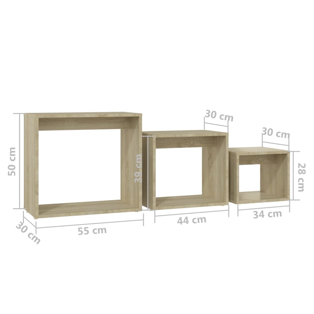Berkfield Nesting Tables 3 pcs Sonoma Oak Engineered Wood