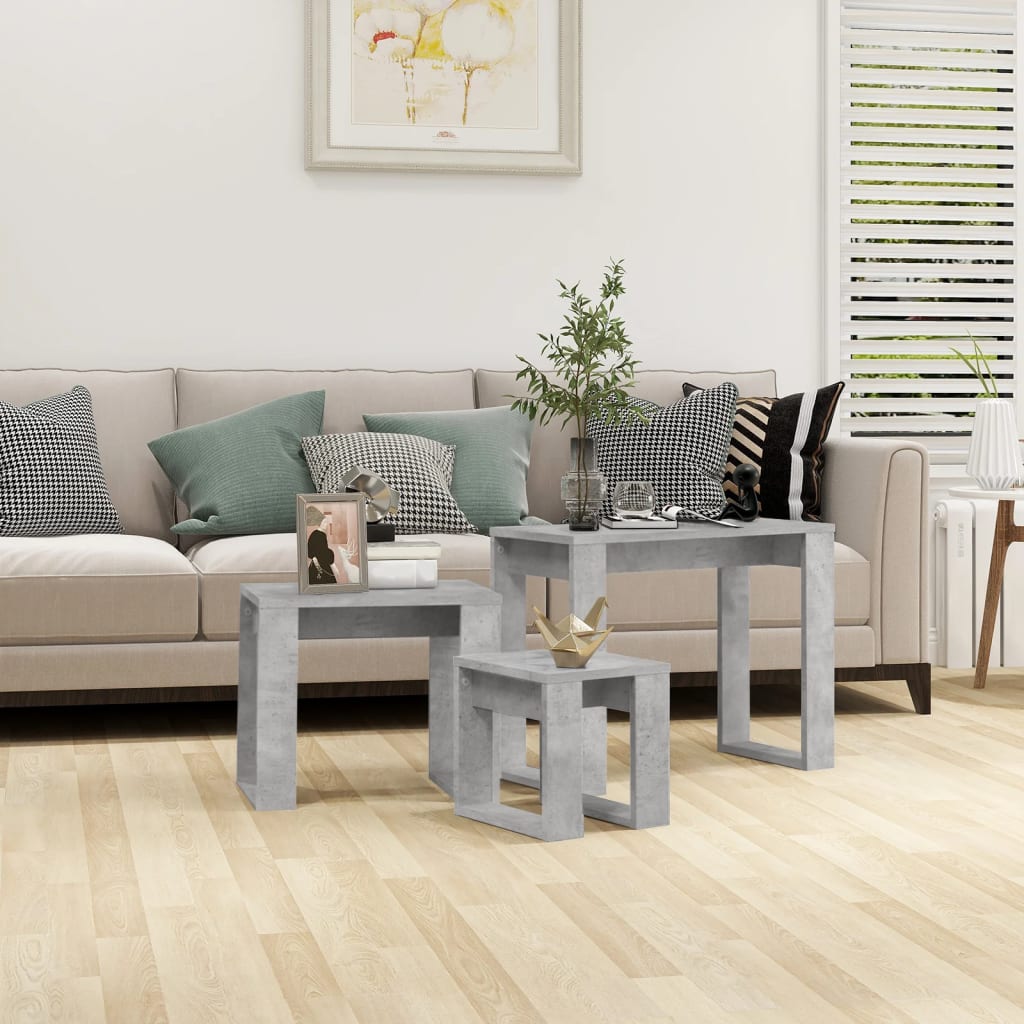 Berkfield Nesting Tables 3 pcs Concrete Grey Engineered Wood