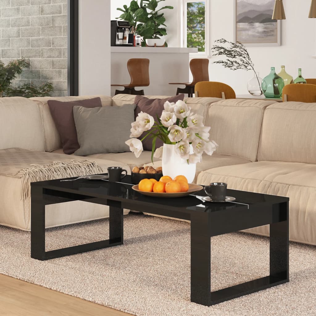 Berkfield Coffee Table High Gloss Black 110x50x35 cm Engineered Wood