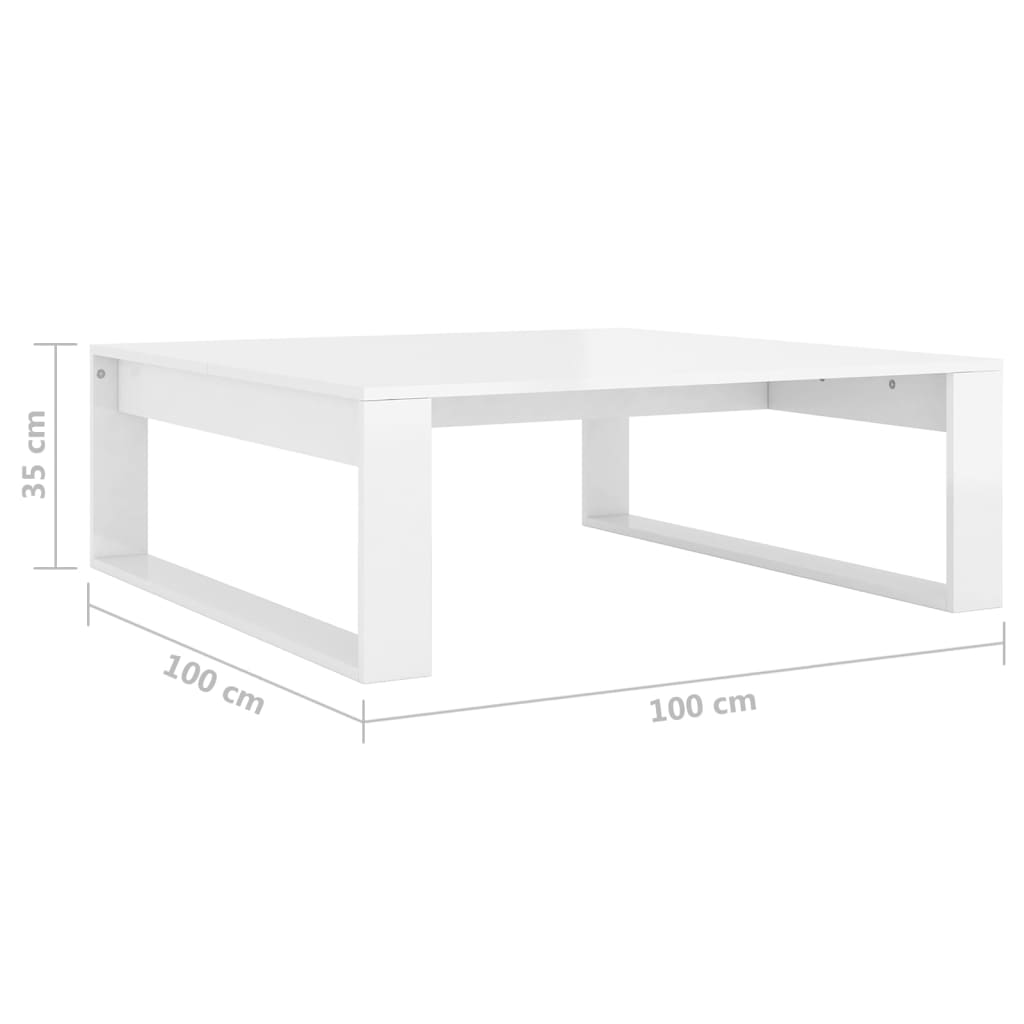 Berkfield Coffee Table High Gloss White 100x100x35 cm Engineered Wood