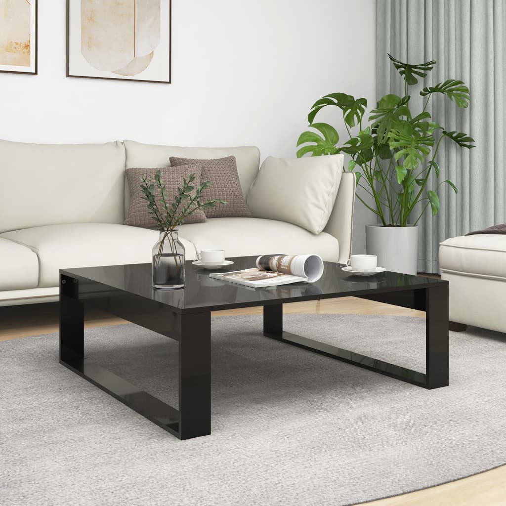 Berkfield Coffee Table High Gloss Black 100x100x35 cm Engineered Wood