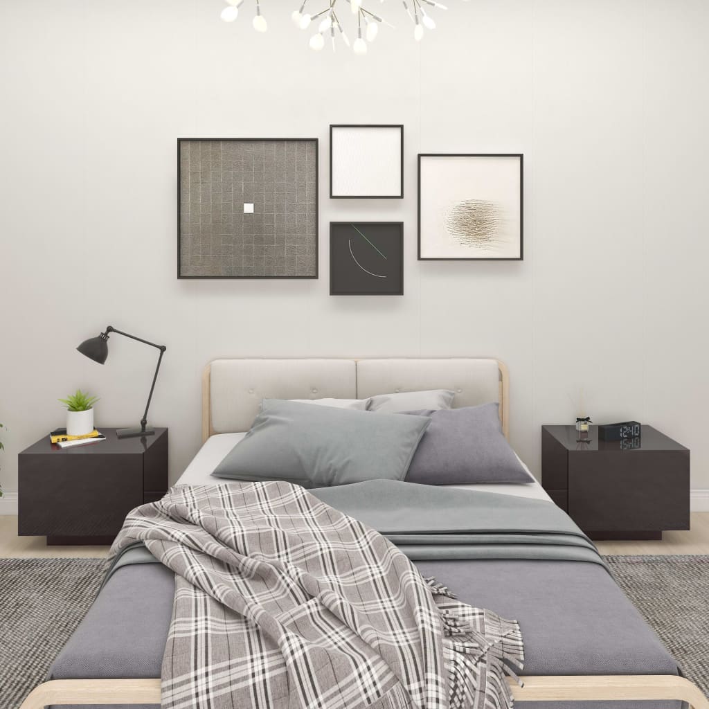 Berkfield Bedside Cabinet High Gloss Grey 100x35x40 cm Engineered Wood