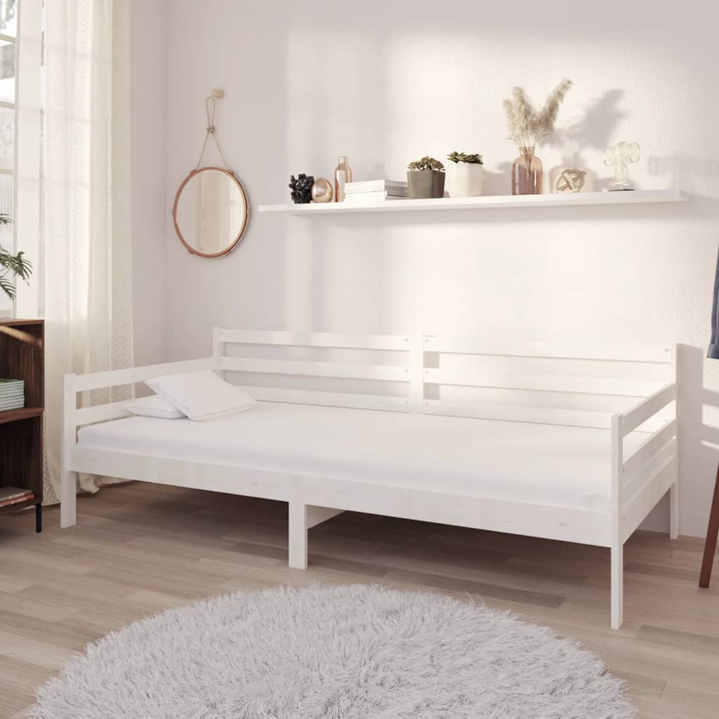 Berkfield Day Bed White Solid Pinewood 90x200 cm