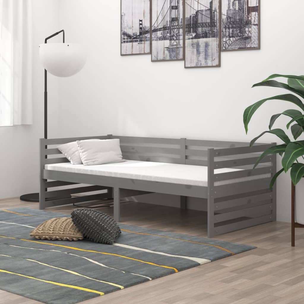 Berkfield Day Bed Grey Solid Pinewood 90x200 cm