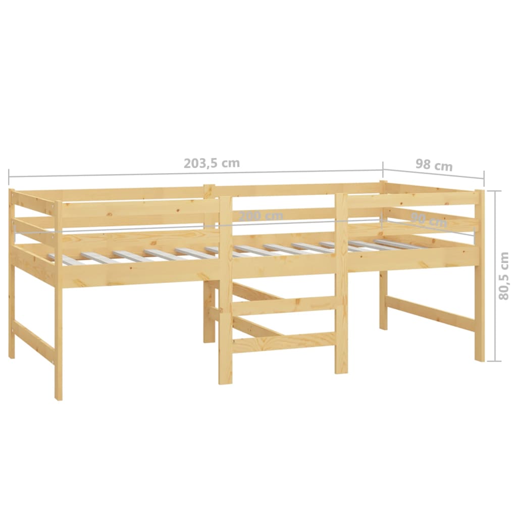 Berkfield Mid-high Bed Solid Pinewood 90x200 cm
