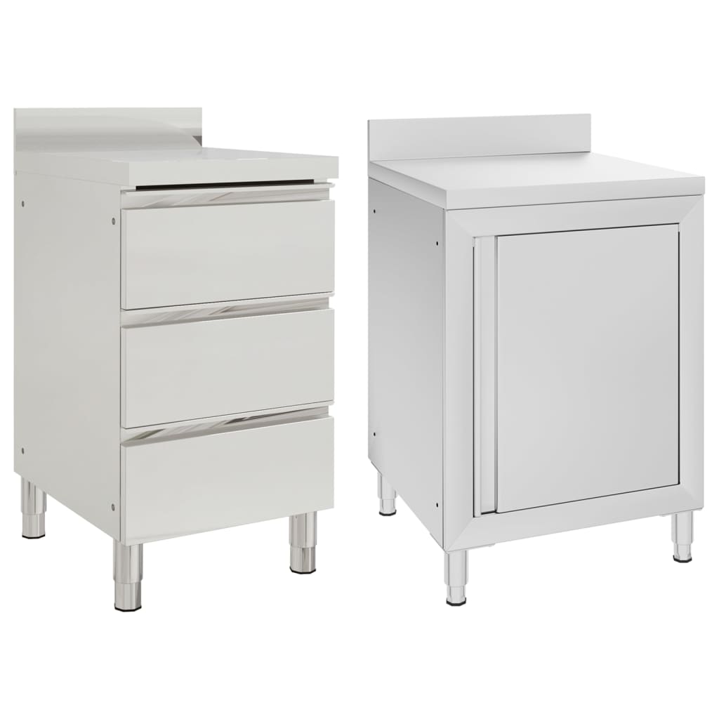 Berkfield Commercial Kitchen Cabinets 2 pcs Stainless Steel