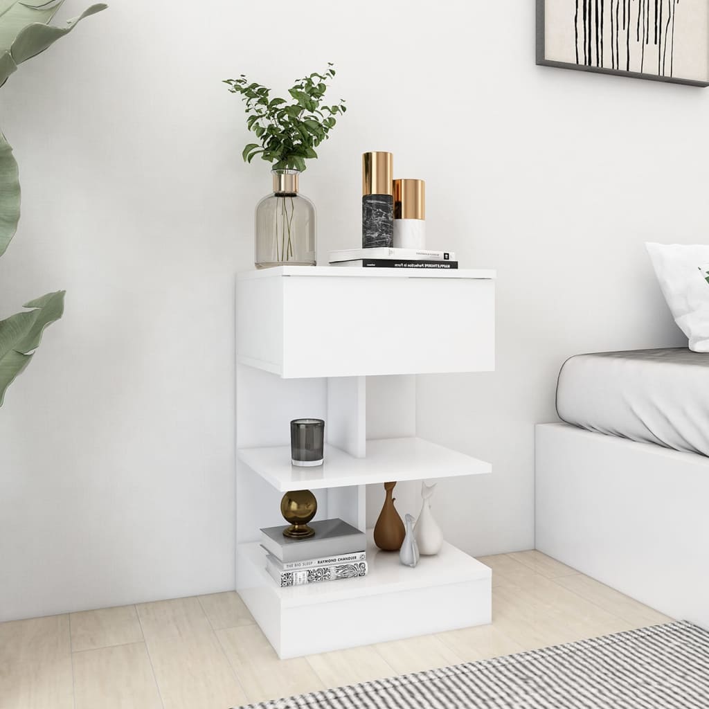 Berkfield Bedside Cabinet White 40x35x65 cm Engineered Wood