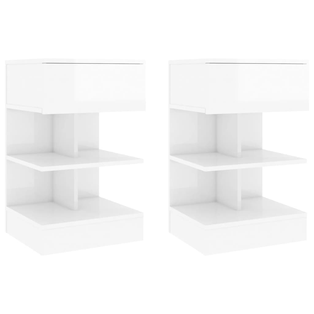 Berkfield Bedside Cabinets 2 pcs High Gloss White 40x35x65 cm