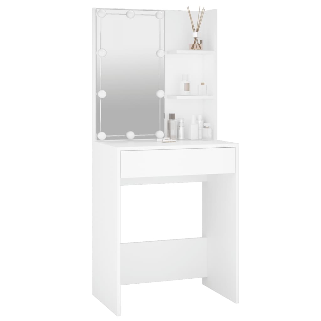 Berkfield Dressing Table with LED White 60x40x140 cm