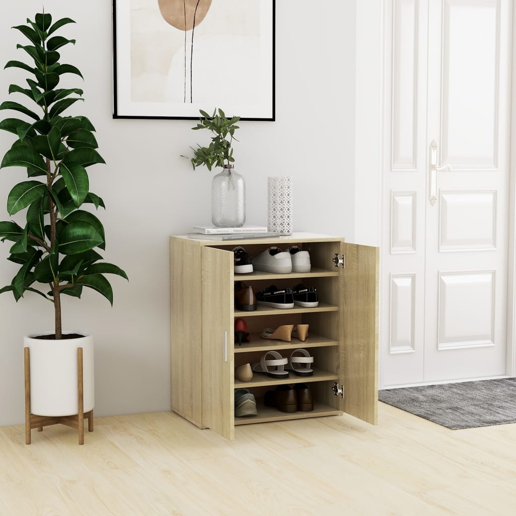 Berkfield Shoe Cabinet Sonoma Oak 60x35x70 cm Engineered Wood