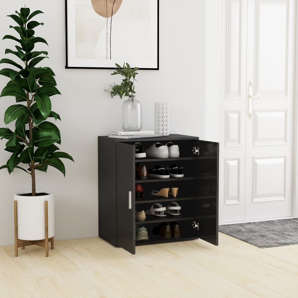 Berkfield Shoe Cabinet High Gloss Grey 60x35x70 cm Engineered Wood