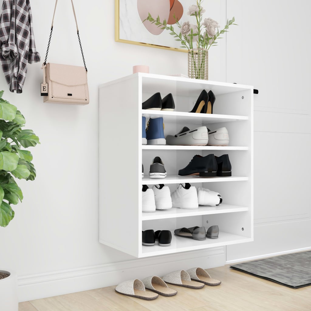 Berkfield Shoe Cabinet High Gloss White 60x35x70 cm Engineered Wood