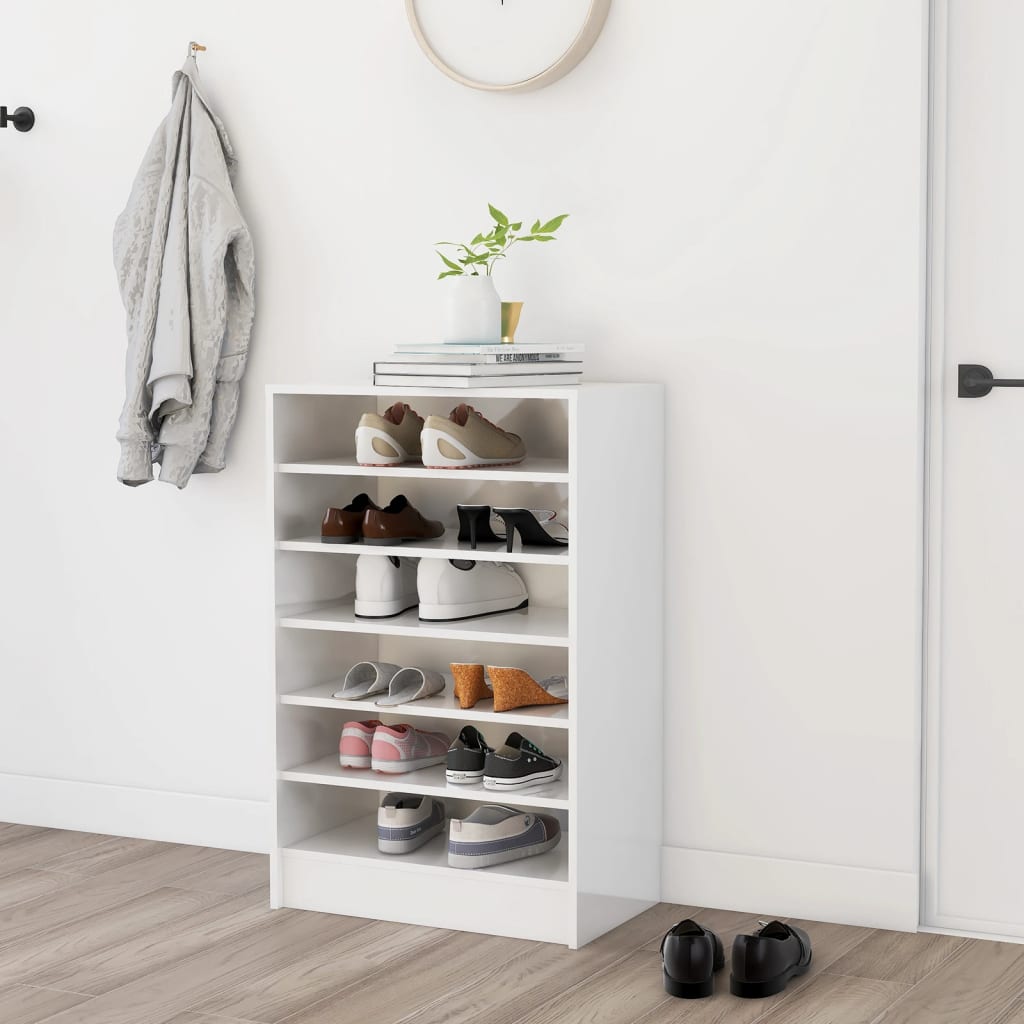 Berkfield Shoe Cabinet High Gloss White 60x35x92 cm Engineered Wood