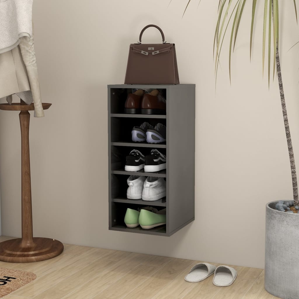 Berkfield Shoe Cabinet High Gloss Grey 31.5x35x70 cm Engineered Wood
