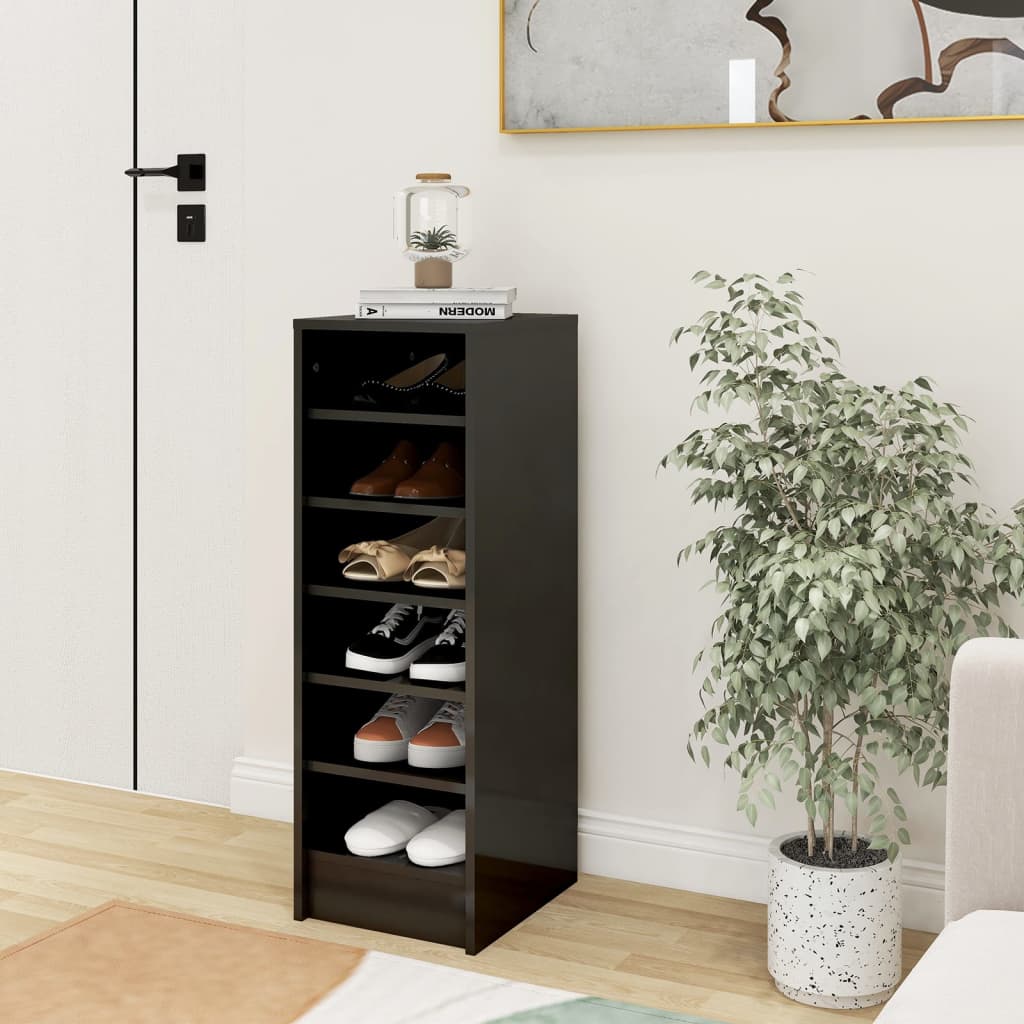 Berkfield Shoe Cabinet High Gloss Grey 31.5x35x92 cm Engineered Wood