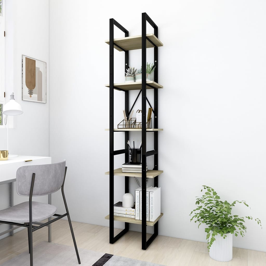 Berkfield 5-Tier Book Cabinet Sonoma Oak 40x30x175 cm Engineered Wood