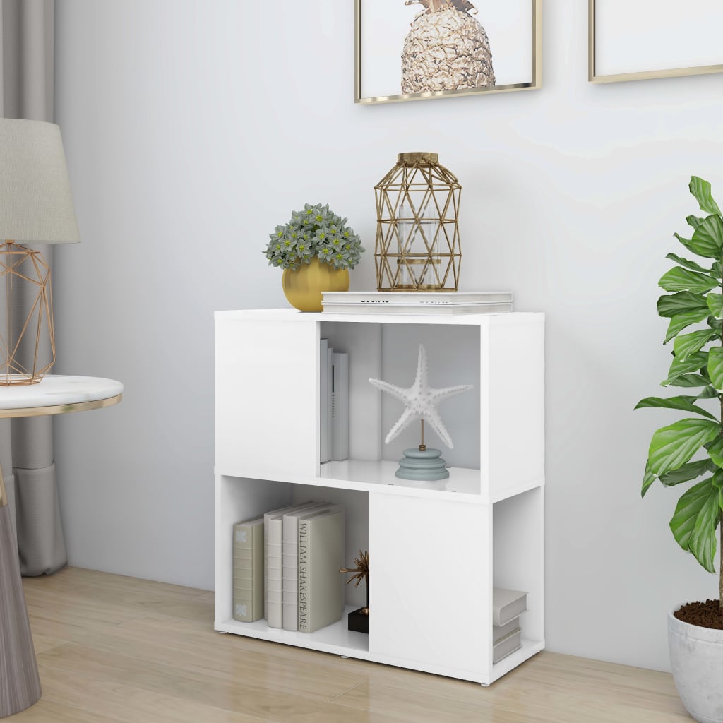 Berkfield Book Cabinet High Gloss White 60x24x63 cm Engineered Wood