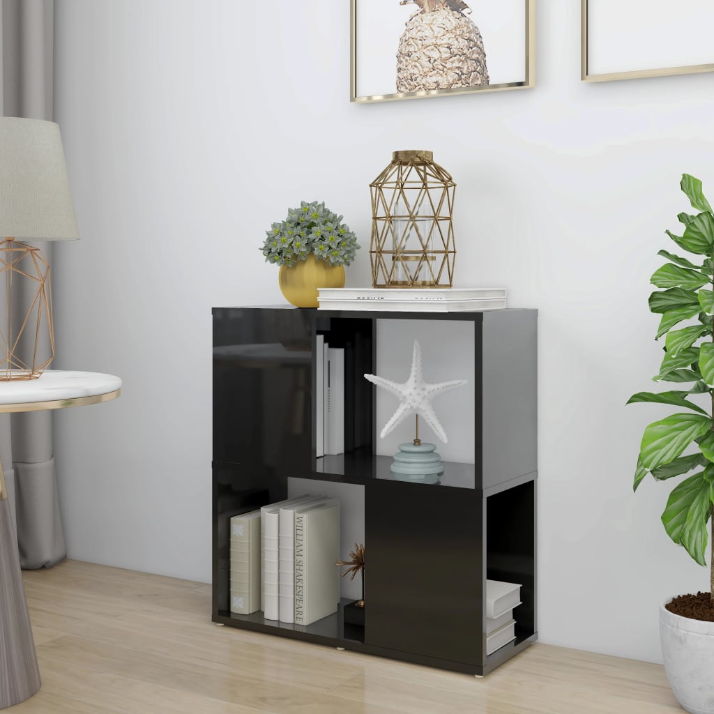 Berkfield Book Cabinet High Gloss Black 60x24x63 cm Engineered Wood