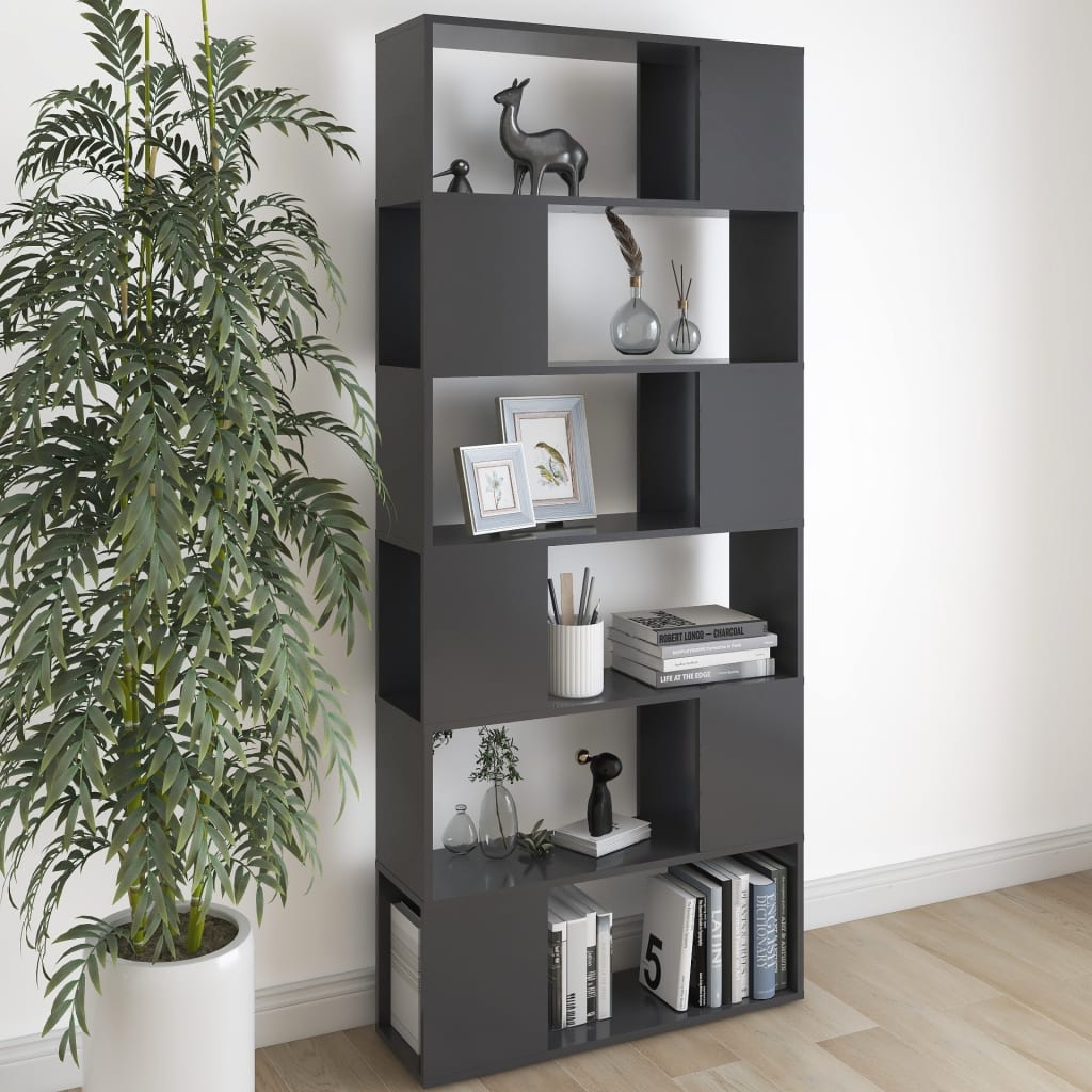 Berkfield Book Cabinet Room Divider Grey 80x24x186 cm Engineered Wood